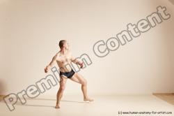 Underwear Gymnastic poses Man White Slim Bald Dancing Dynamic poses Academic